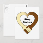 Carte Postale Logo de poignée de main anti-racisme (Devant / Derrière)