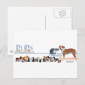 Carte Postale Logo de PUPs avec des chiens et des chats (Devant / Derrière)