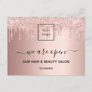Carte Postale Logo de réouverture d'un salon de beauté cheveux r