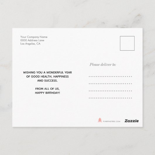 Carte Postale Logo de script simple Noir Blanc Business Annivers (Dos)