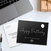 Carte Postale Logo de script simple Noir Blanc Business Annivers