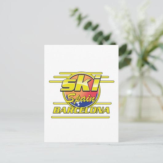 Carte Postale Logo de ski de Barcelone Espagne (Debout devant)