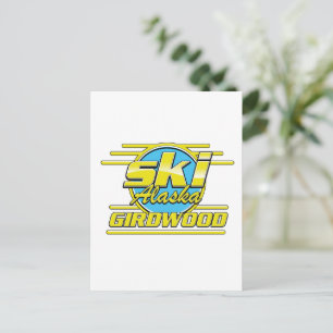 Carte Postale Logo de ski Girdwood Alaska 80s