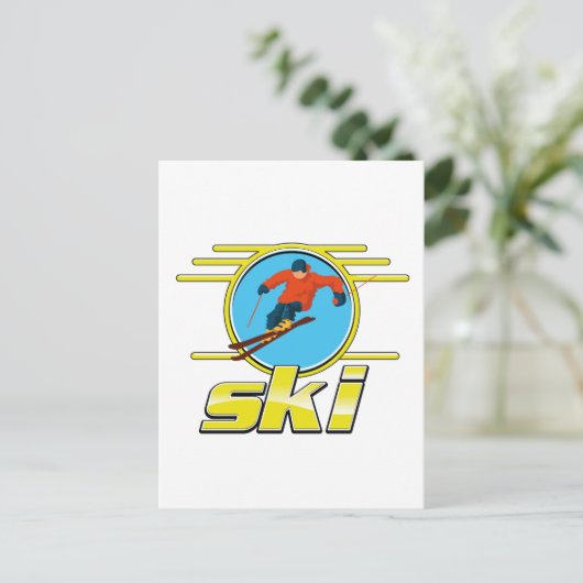 Carte Postale Logo de ski rétro 90 (Debout devant)