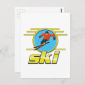 Carte Postale Logo de ski rétro 90 (Devant / Derrière)