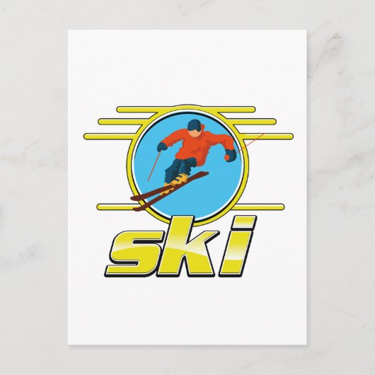 Carte Postale Logo de ski rétro 90 (Devant)