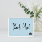 Carte Postale Logo de société personnalisé simple Merci Bleu (Debout devant)