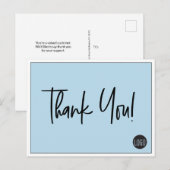 Carte Postale Logo de société personnalisé simple Merci Bleu (Devant / Derrière)