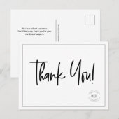 Carte Postale Logo de société simple noir et blanc remerciement  (Devant / Derrière)