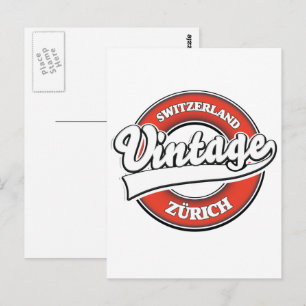 Carte Postale Logo de style vintage de Zurich Suisse