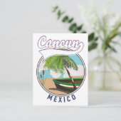 Carte Postale logo de voyage à la plage de Cancun au Mexique (Debout devant)