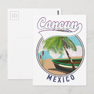 Carte Postale logo de voyage à la plage de Cancun au Mexique