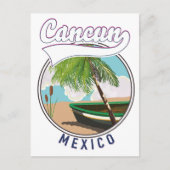 Carte Postale logo de voyage à la plage de Cancun au Mexique (Devant)