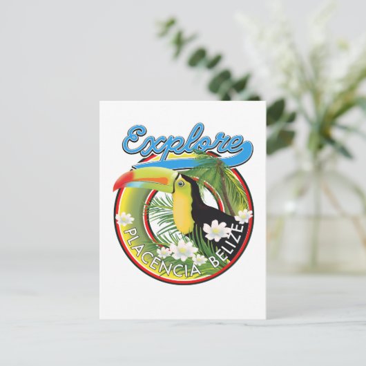 Carte Postale Logo de voyage de Placencia Belize à explorer (Debout devant)