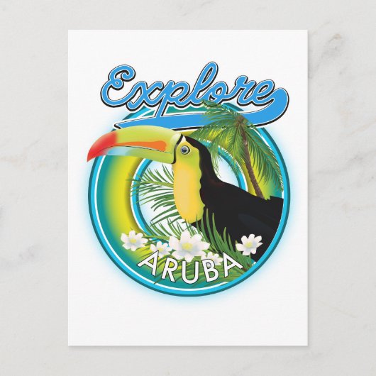 Carte Postale Logo de voyage Explore Aruba (Devant)