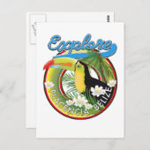 Carte Postale Logo de voyage Explore Placencia Belize (Devant / Derrière)