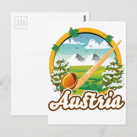 Carte Postale Logo de voyage rétro Autriche (Devant / Derrière)