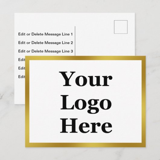 Carte Postale Logo d'entreprise 2 faces Gold et Blanc et votre t (Devant / Derrière)