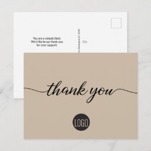 Carte Postale Logo d'entreprise neutre minimal personnalisé