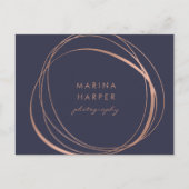 Carte Postale Logo d'or moderne Faux Rose (Devant)