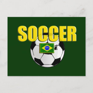 Carte Postale Logo du brésil de football drapeau cadeau balle de