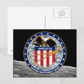 Carte Postale Logo du patch de mission Apollo 16 NASA (Devant / Derrière)