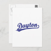 Carte Postale Logo du script Dayton en bleu (Devant / Derrière)