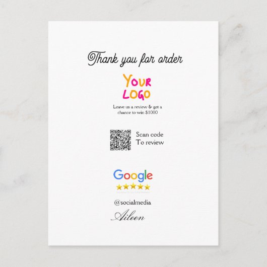 Carte Postale logo du site Web de révision Google entreprise sca (Devant)