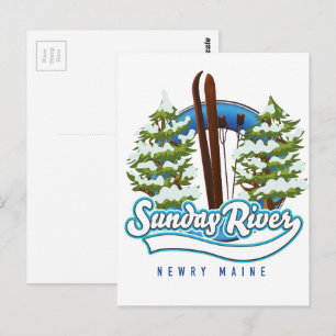 Carte Postale Logo du ski de Sunday River Newry Maine