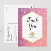 Carte Postale Logo entreprise Merci Paillettes Rose (Devant / Derrière)