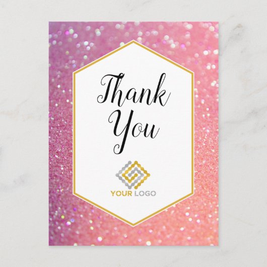 Carte Postale Logo entreprise Merci Paillettes Rose (Devant)