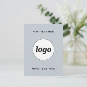 Carte Postale Logo Entreprise Promotionnel Bleu Poudre (Debout devant)