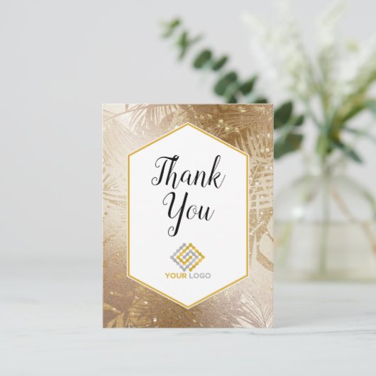 Carte Postale Logo entreprise remerciements tropical or (Debout devant)