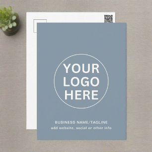 Carte Postale Logo et texte professionnel Dusty Blue