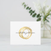 Carte Postale Logo Luxe Faux Gold Peint Cercle Designer (Debout devant)
