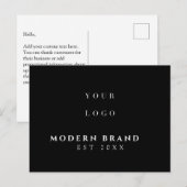 Carte Postale Logo Moderne Élégant Professionnel (Devant / Derrière)