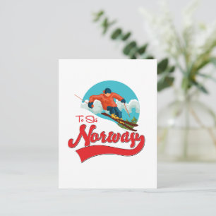 Carte Postale Logo Norvège pour skier.