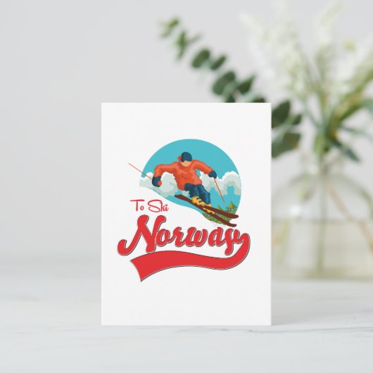 Carte Postale Logo Norvège pour skier. (Debout devant)