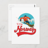 Carte Postale Logo Norvège pour skier. (Devant / Derrière)