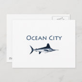 Carte Postale Logo Ocean City Maryland (marlin blanc) (Devant / Derrière)