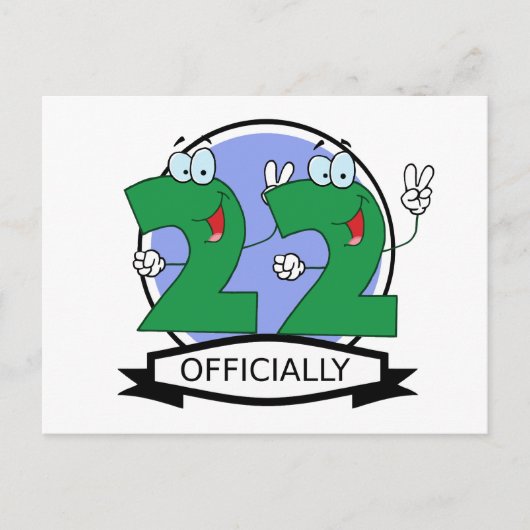 Carte Postale Logo Officiellement 22 Anniversaire (Devant)