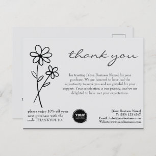 Carte Postale Logo personnalisé et code QR Merci