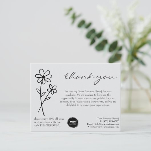 Carte Postale Logo personnalisé et code QR Merci Entreprise (Debout devant)