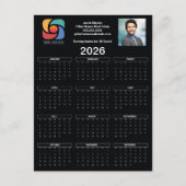 Carte Postale Logo professionnel personnalisé Black 2026 Calendr (Devant)