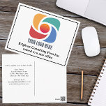 Carte Postale Logo Professionnel Personnalisé Notre Bureau A Dém<br><div class="desc">Nous avons une nouvelle adresse de déménagement de cartes postales pour une entreprise moderne ou chic qui cherche à mettre à jour leurs clients sur un nouvel emplacement. Notre bureau a déménagé. Changement simple de carte d'adresse de l'entreprise avec votre logo d'entreprise personnalisé. Customisez le changement d'adresse au verso.</div>