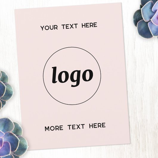 Carte Postale Logo promotionnel Business Blush Pink