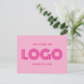 Carte Postale Logo rectangulaire moderne rose chaud (Debout devant)