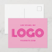 Carte Postale Logo rectangulaire moderne rose chaud (Devant / Derrière)