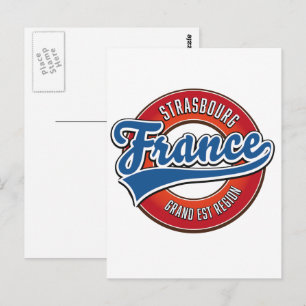 Carte Postale logo Rétro de la région Grand Est Strasbourg Franc