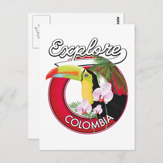 Carte Postale Logo rétro Explore Colombia (Devant / Derrière)